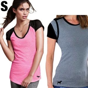PINK Victoria's Secret Pink and Gray Short Sleeve Tees